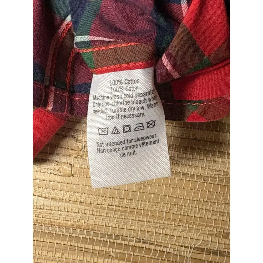 NWT Janie and Jack Boy’s Plaid Button Down Shirt 100% Cotton Red & Navy Sz 4
